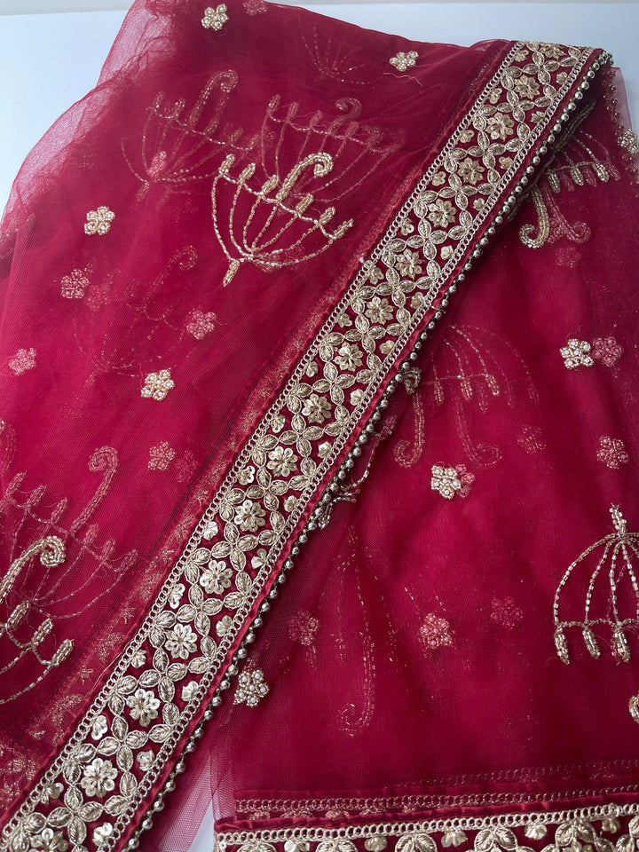 Traditional Embroidered Work Bridal, Wedding Wear Indian Dupatta, Beautiful Embroidered Zari Work Chunni