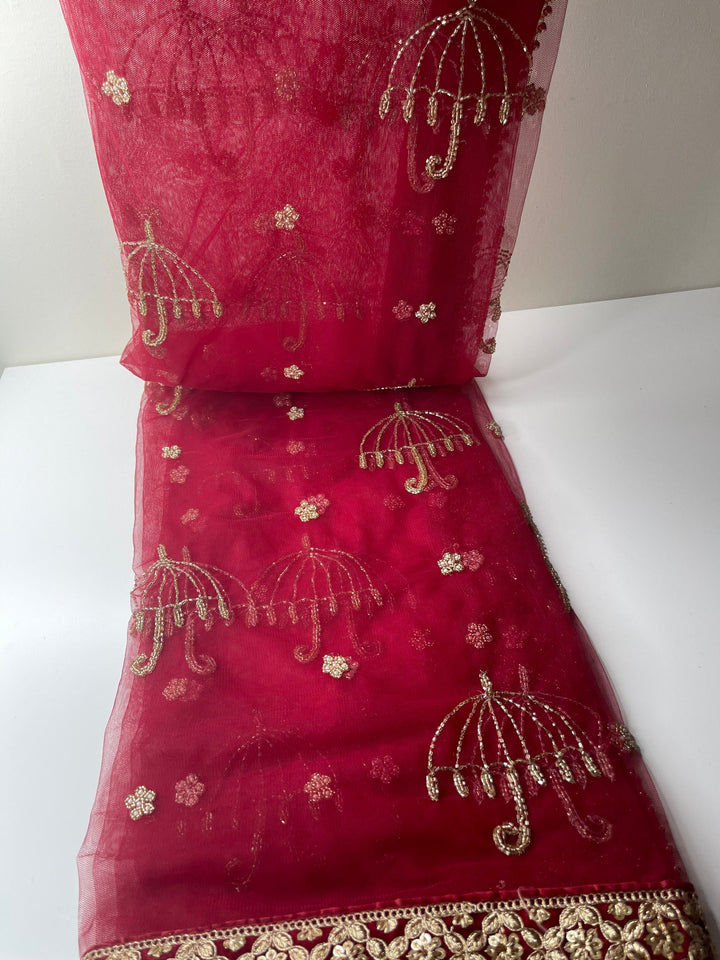 Traditional Embroidered Work Bridal, Wedding Wear Indian Dupatta, Beautiful Embroidered Zari Work Chunni