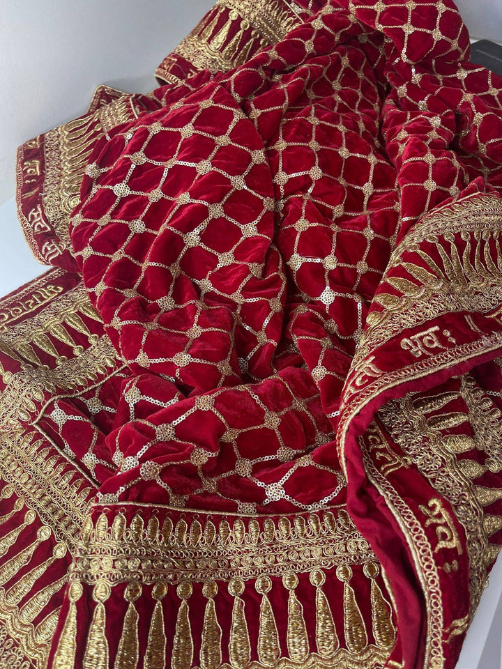 Traditional Inspired Embroidered Work Bridal, Wedding Wear Indian Dupatta, Beautiful Embroidered Zari Work Chunni
