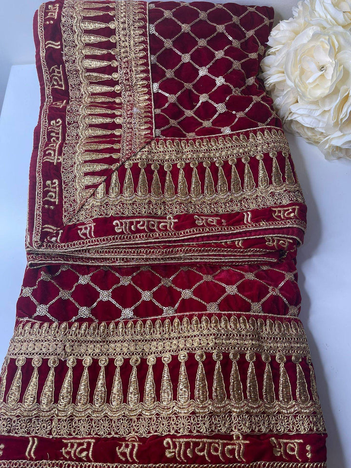 Traditional Inspired Embroidered Work Bridal, Wedding Wear Indian Dupatta, Beautiful Embroidered Zari Work Chunni