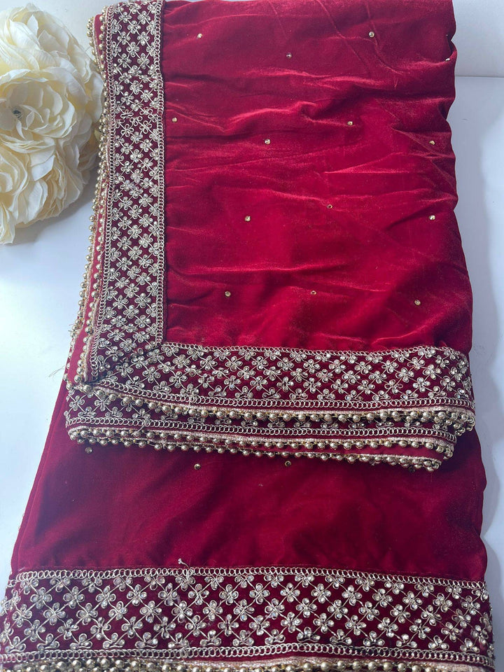 Traditional Embroidered Bridal Work Dupatta
