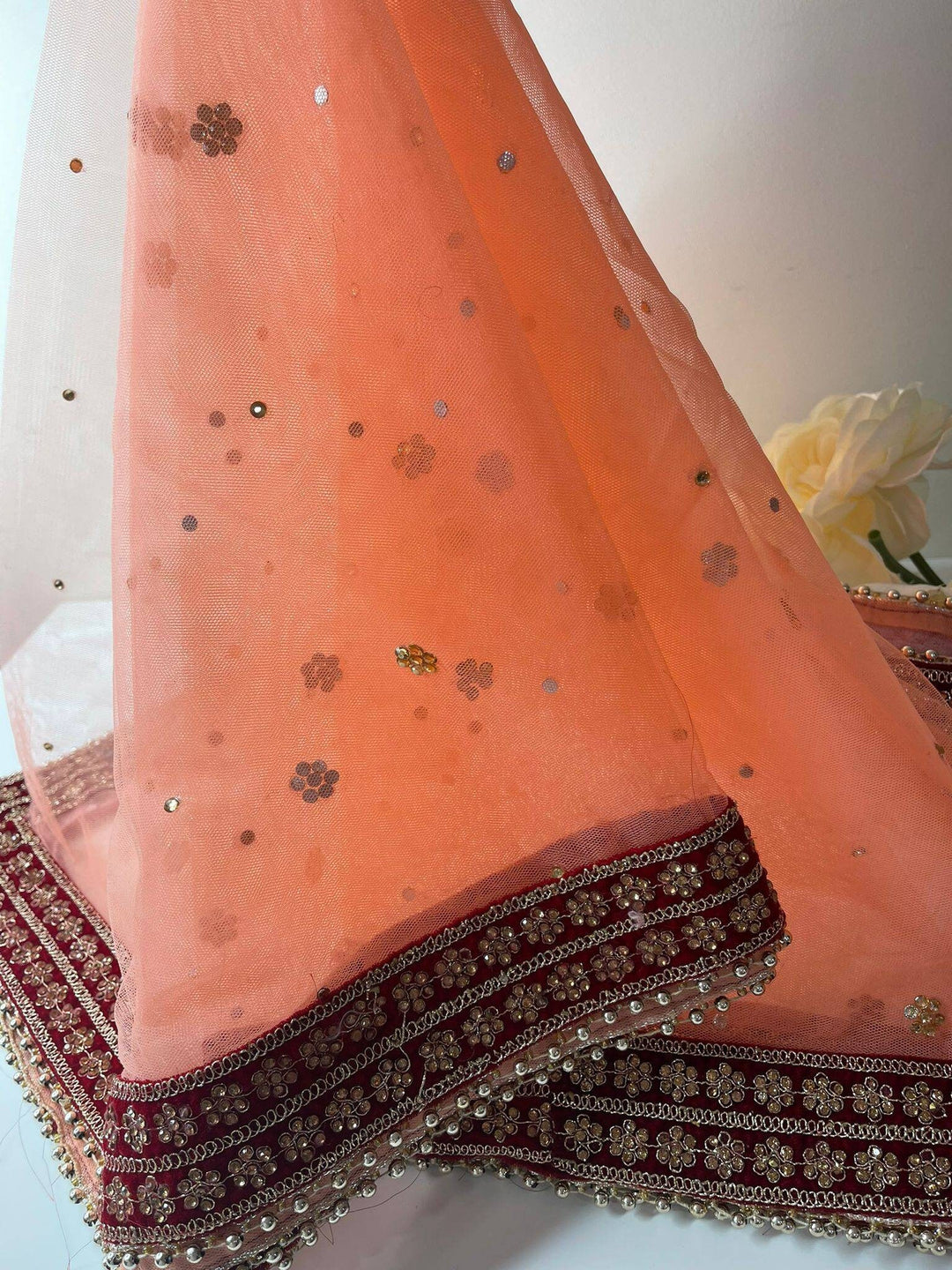 Traditional Embroidered Bridal Work Dupatta