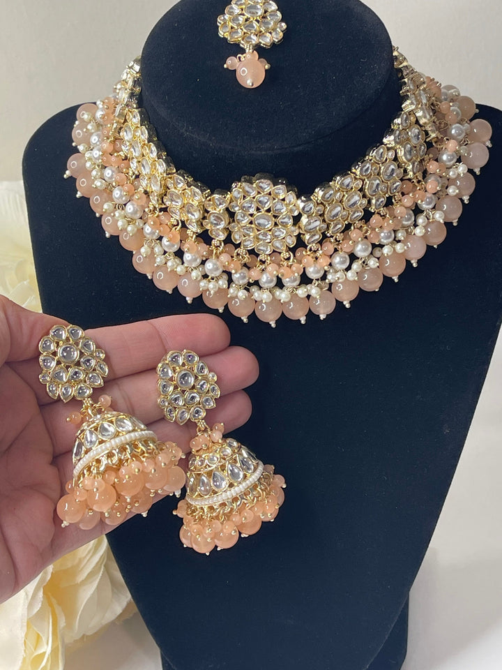 Izhaar Indian Polki Kundan Necklace with Earrings Tikka / Wedding Jewelry/ Traditional Jewelry/ Bollywood set/ Indian Pakistani wedding set