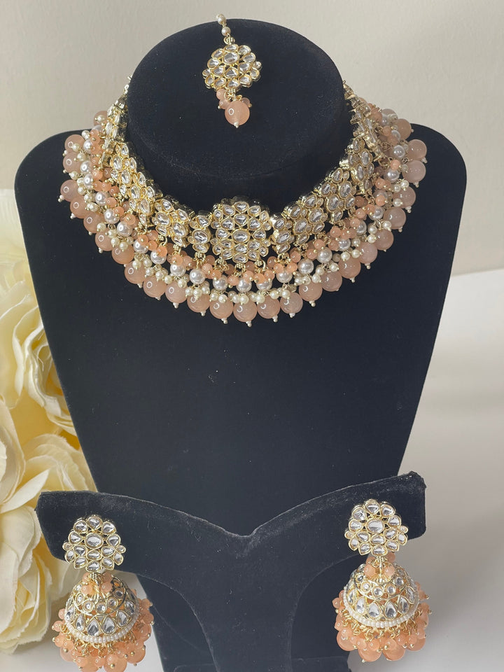Izhaar Indian Polki Kundan Necklace with Earrings Tikka / Wedding Jewelry/ Traditional Jewelry/ Bollywood set/ Indian Pakistani wedding set