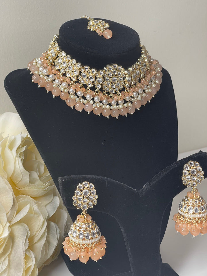 Izhaar Indian Polki Kundan Necklace with Earrings Tikka / Wedding Jewelry/ Traditional Jewelry/ Bollywood set/ Indian Pakistani wedding set