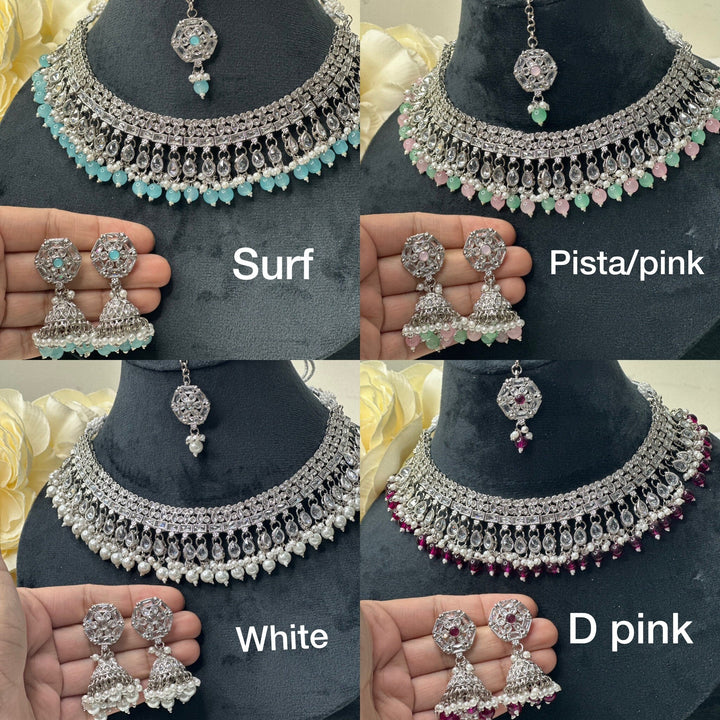 Izhaar Indian Polki Kundan Necklace with Earrings Tikka / Wedding Jewelry/ Traditional Jewelry/ Bollywood set/ Indian Pakistani wedding set