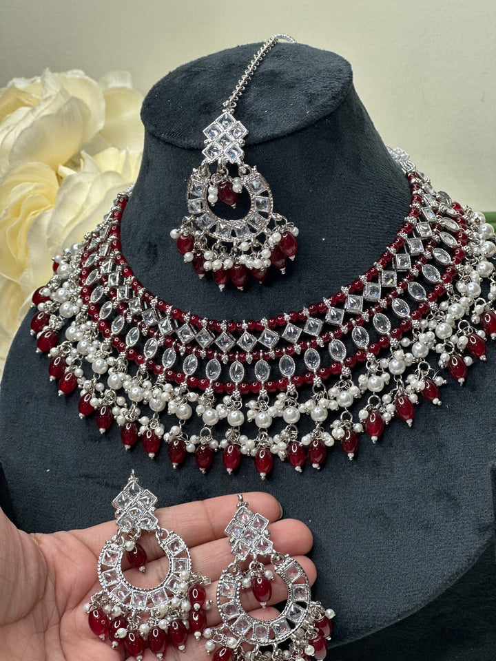 Izhaar Indian Polki Kundan Necklace with Earrings Tikka / Wedding Jewelry/ Traditional Jewelry/ Bollywood set/ Indian Pakistani wedding set