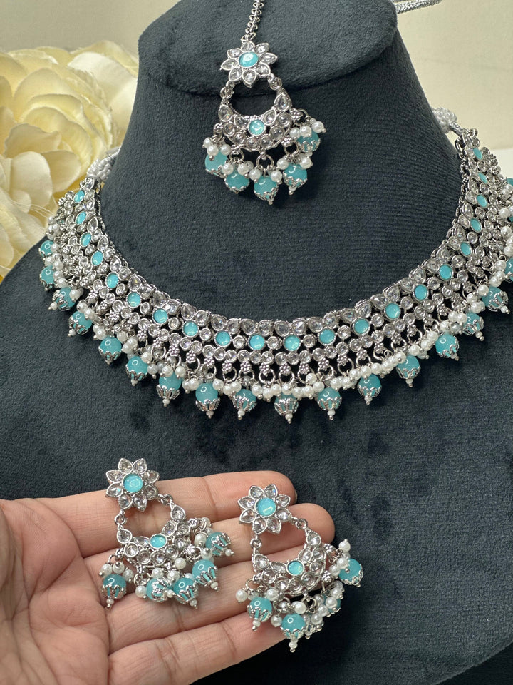 Izhaar Indian Polki Kundan Necklace with Earrings Tikka / Wedding Jewelry/ Traditional Jewelry/ Bollywood set/ Indian Pakistani wedding set