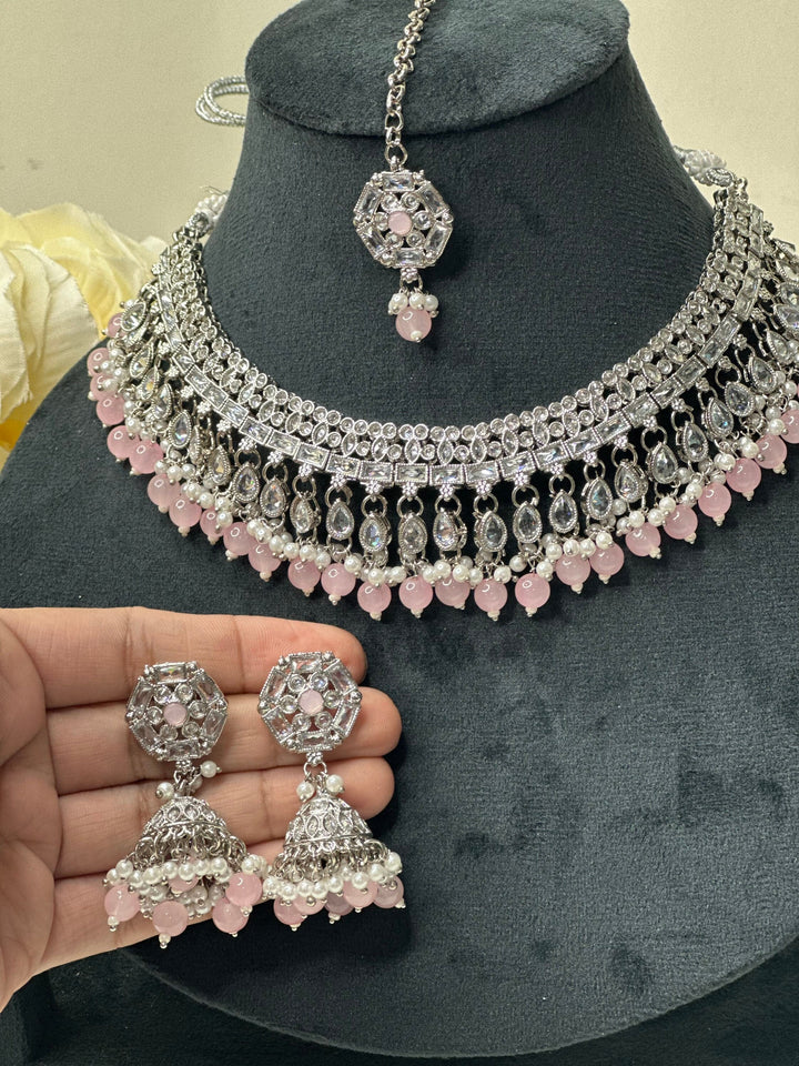 Izhaar Indian Polki Kundan Necklace with Earrings Tikka / Wedding Jewelry/ Traditional Jewelry/ Bollywood set/ Indian Pakistani wedding set