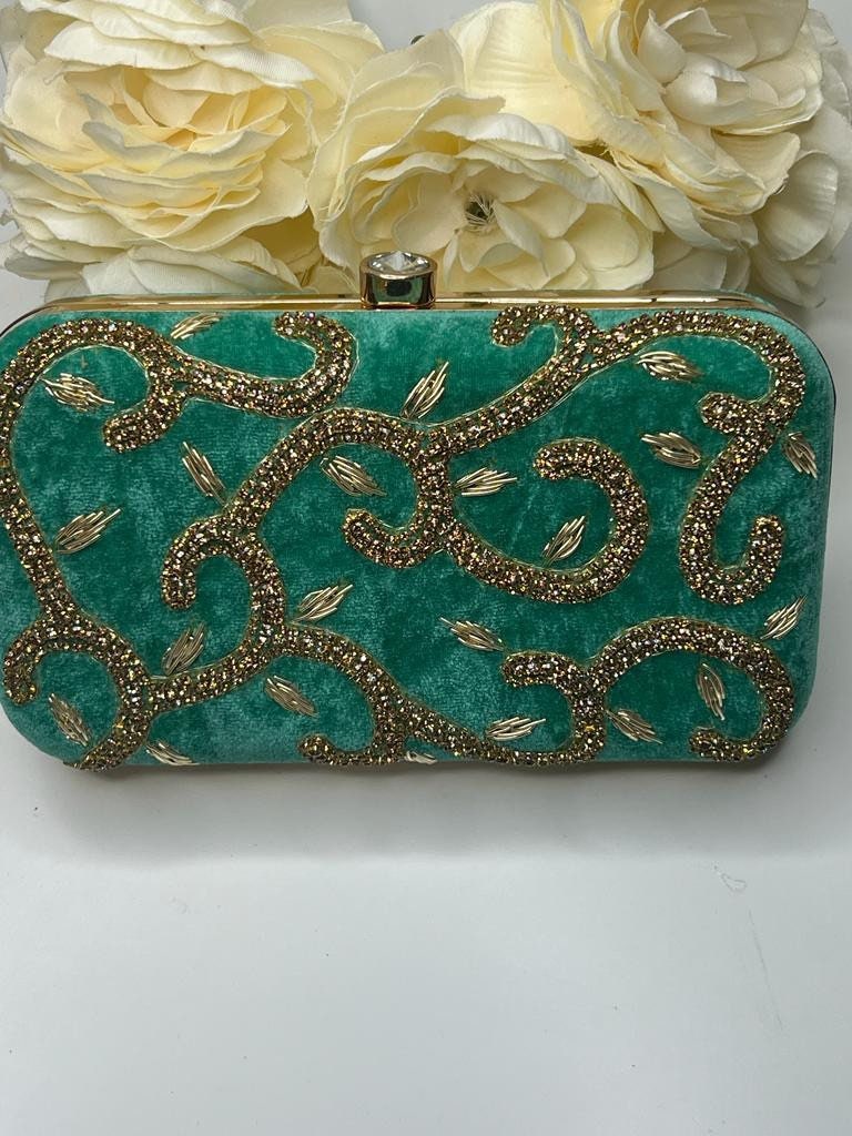 Izhaar Premium Royal Gold Bridal Clutch Bags