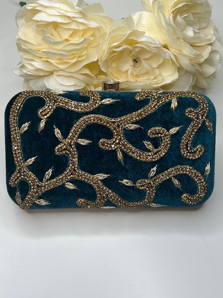 Izhaar Premium Royal Gold Bridal Clutch Bags
