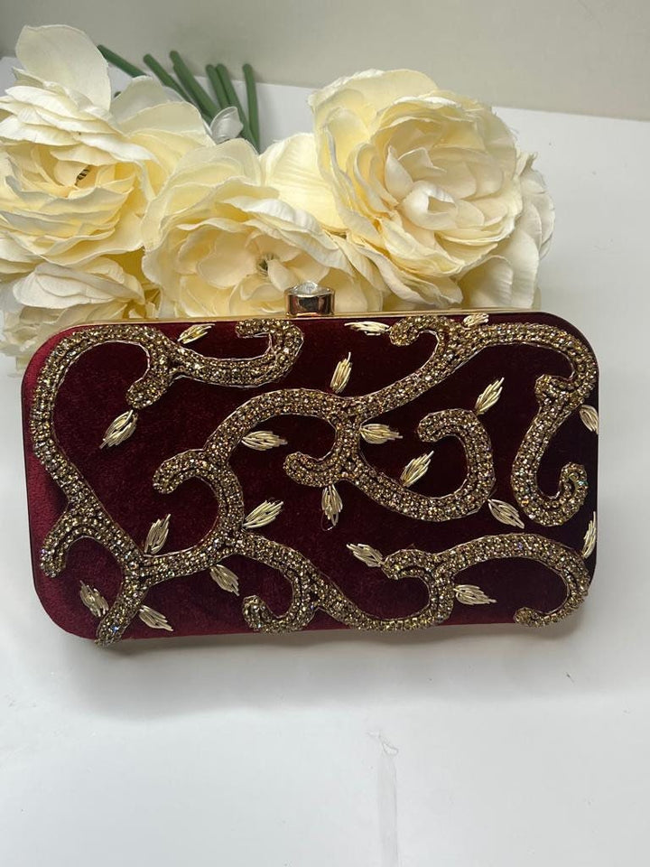 Izhaar Premium Royal Gold Bridal Clutch Bags