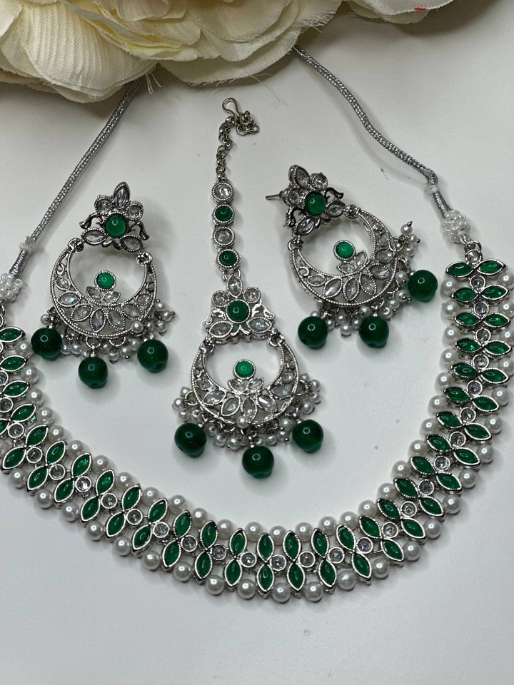 Izhaar Indian Polki Reverse AD Necklace with Earrings Tikka / Wedding Jewelry/ Traditional Jewelry/ Indian Pakistani wedding set/ Reverse AD