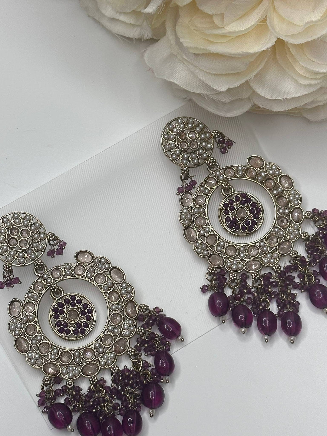 Izhaar Classic Pearl Kundan Jhumka Earring Set