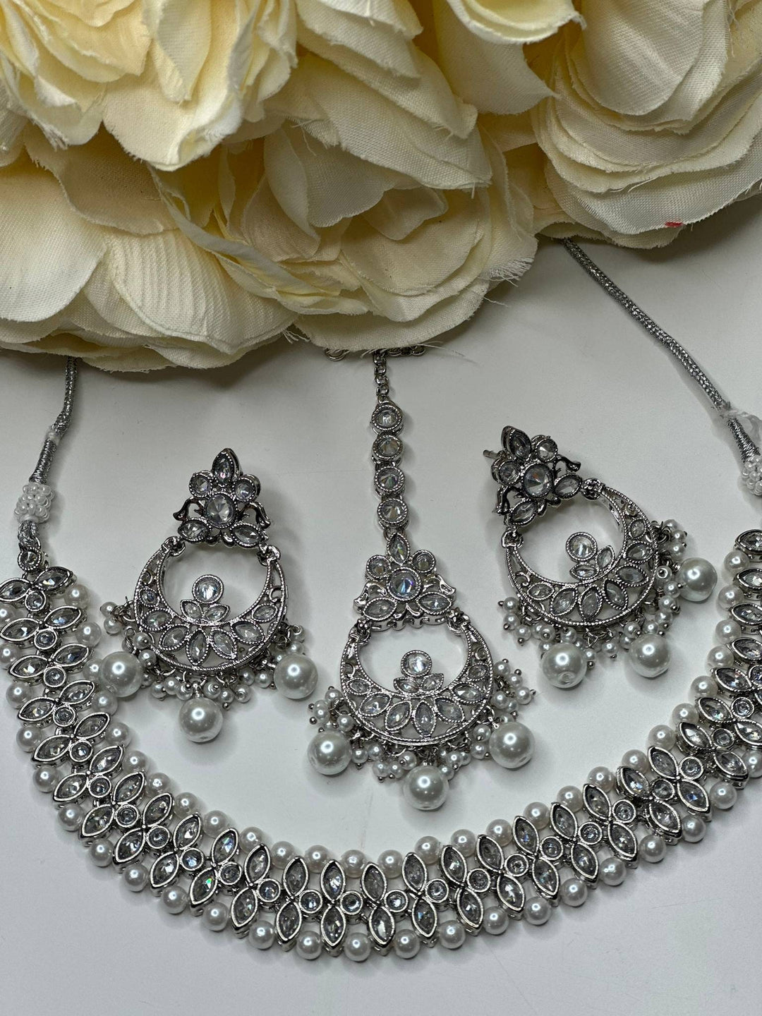 Izhaar Indian Polki Reverse AD Necklace with Earrings Tikka / Wedding Jewelry/ Traditional Jewelry/ Indian Pakistani wedding set/ Reverse AD