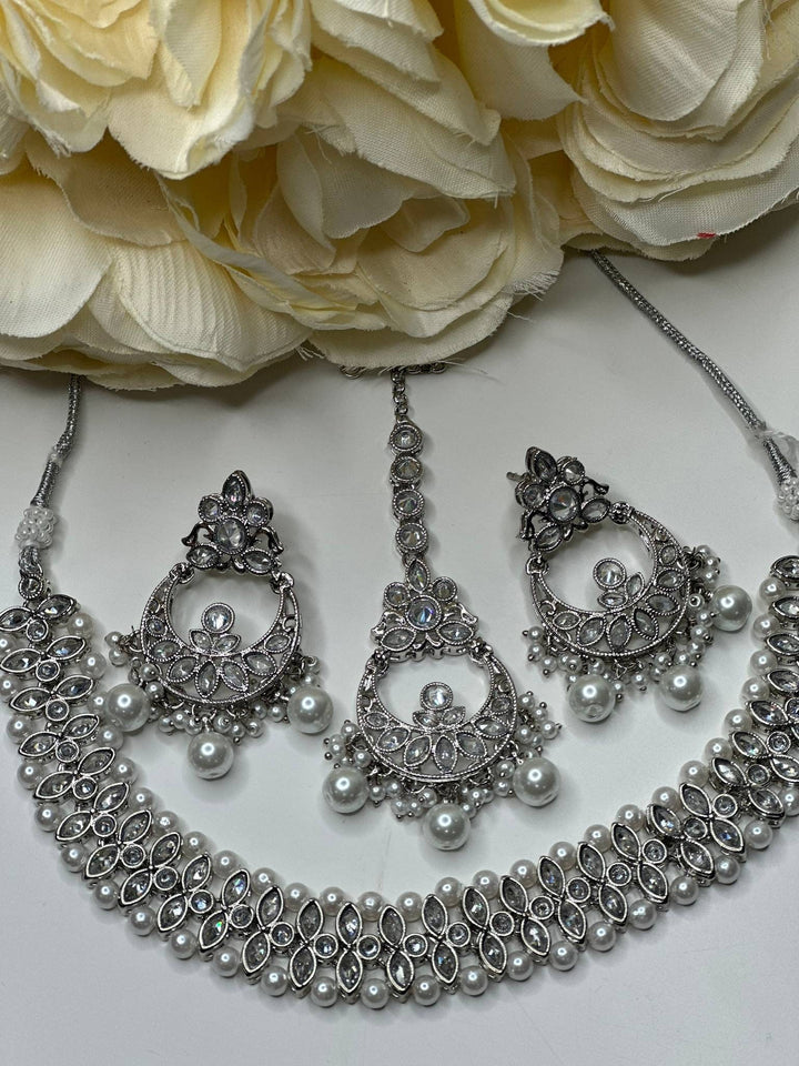 Izhaar Indian Polki Reverse AD Necklace with Earrings Tikka / Wedding Jewelry/ Traditional Jewelry/ Indian Pakistani wedding set/ Reverse AD
