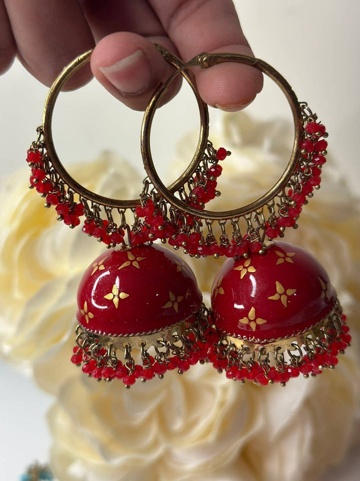 Deepika Gold Plated Jhumka Earring Set