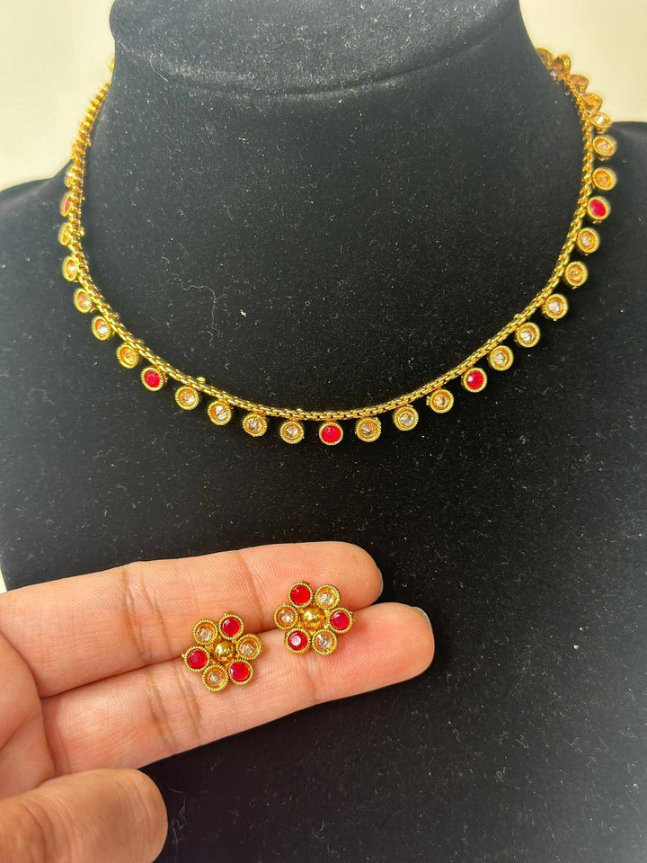 Indian Gold Polki Jewelry Set Ethnic Gold Necklace Set Aarohi Collection