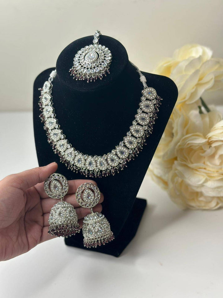 Izhaar Indian Polki Reverse AD Multi Color Necklace with Earrings Tikka/ Wedding Jewelry/ Traditional Jewelry/Wedding/Reverse AD/Choker Set.