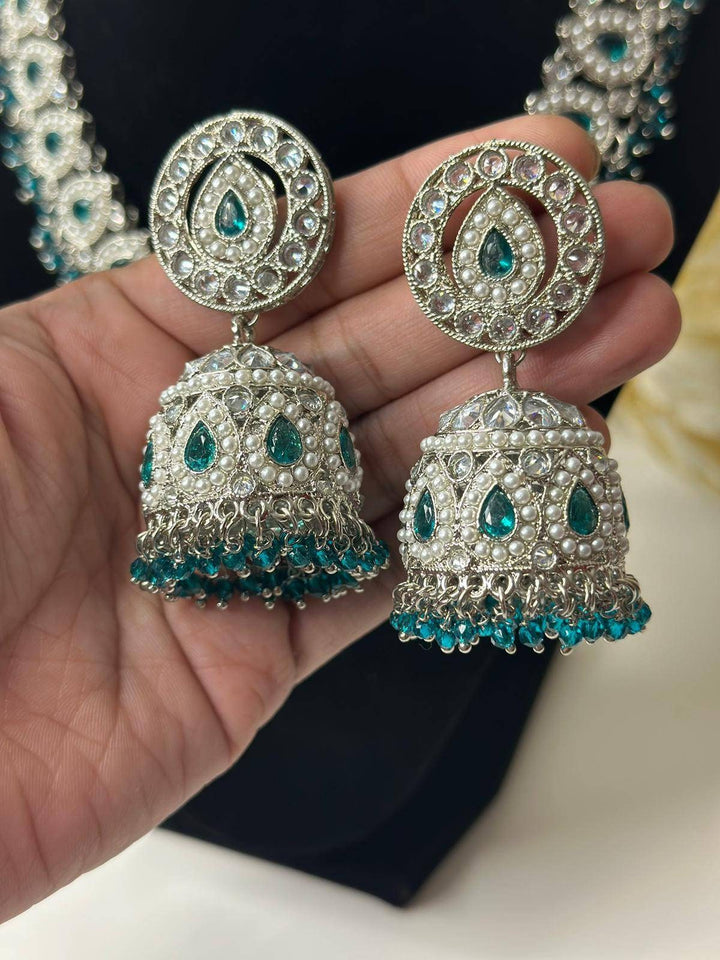 Izhaar Indian Polki Reverse AD Radium Color Necklace with Earrings Tikka/Wedding Jewelry/ Traditional Jewelry/Wedding/Reverse AD/Choker Set.