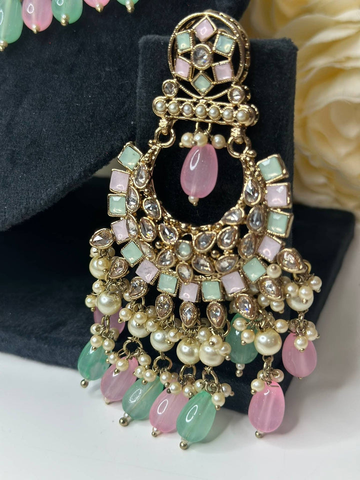 Izhaar Indian Polki Reverse AD Multi Color Necklace with Earrings Tikka/ Wedding Jewelry/ Traditional Jewelry/Wedding/Reverse AD.