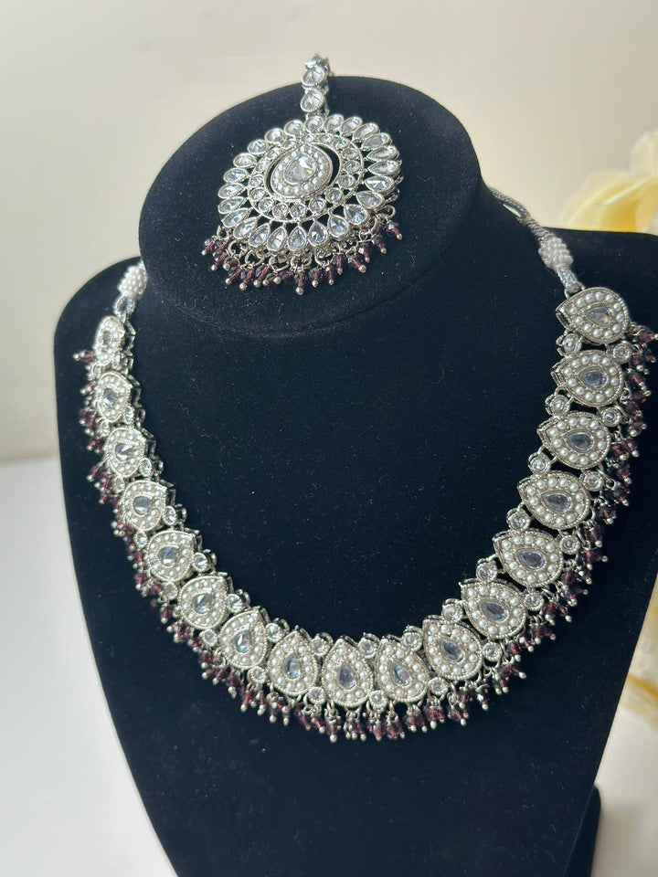 Izhaar Indian Polki Reverse AD Multi Color Necklace with Earrings Tikka/ Wedding Jewelry/ Traditional Jewelry/Wedding/Reverse AD/Choker Set.