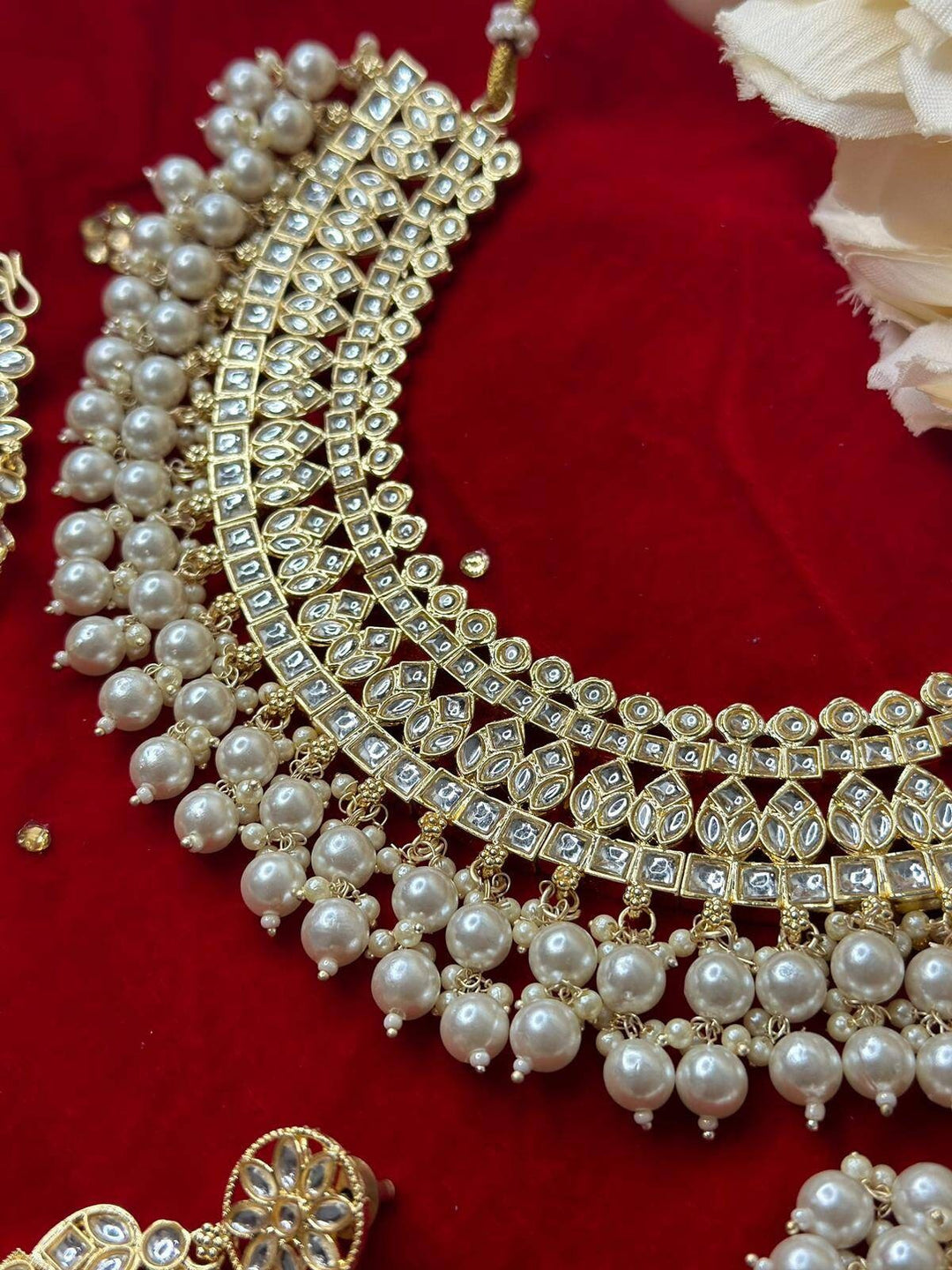 Izhaar Indian Polki Kundan Necklace with Passa And Earrings Tikka / Wedding Jewelry/ Traditional Jewelry/ Bollywood set/ Indian Wedding Set.