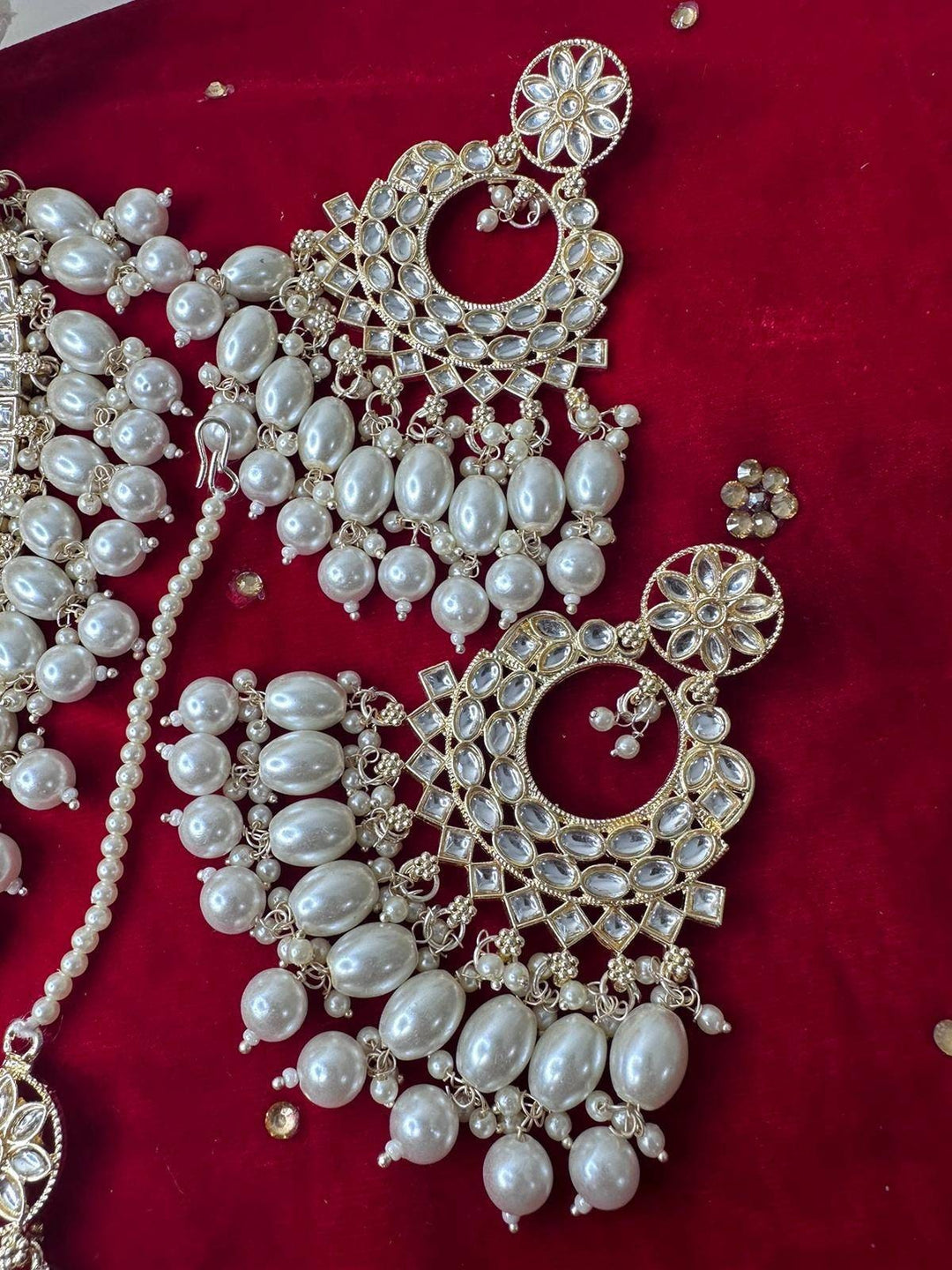 Izhaar Indian Polki Kundan Necklace with Passa And Earrings Tikka / Wedding Jewelry/ Traditional Jewelry/ Bollywood set/ Indian Wedding Set.