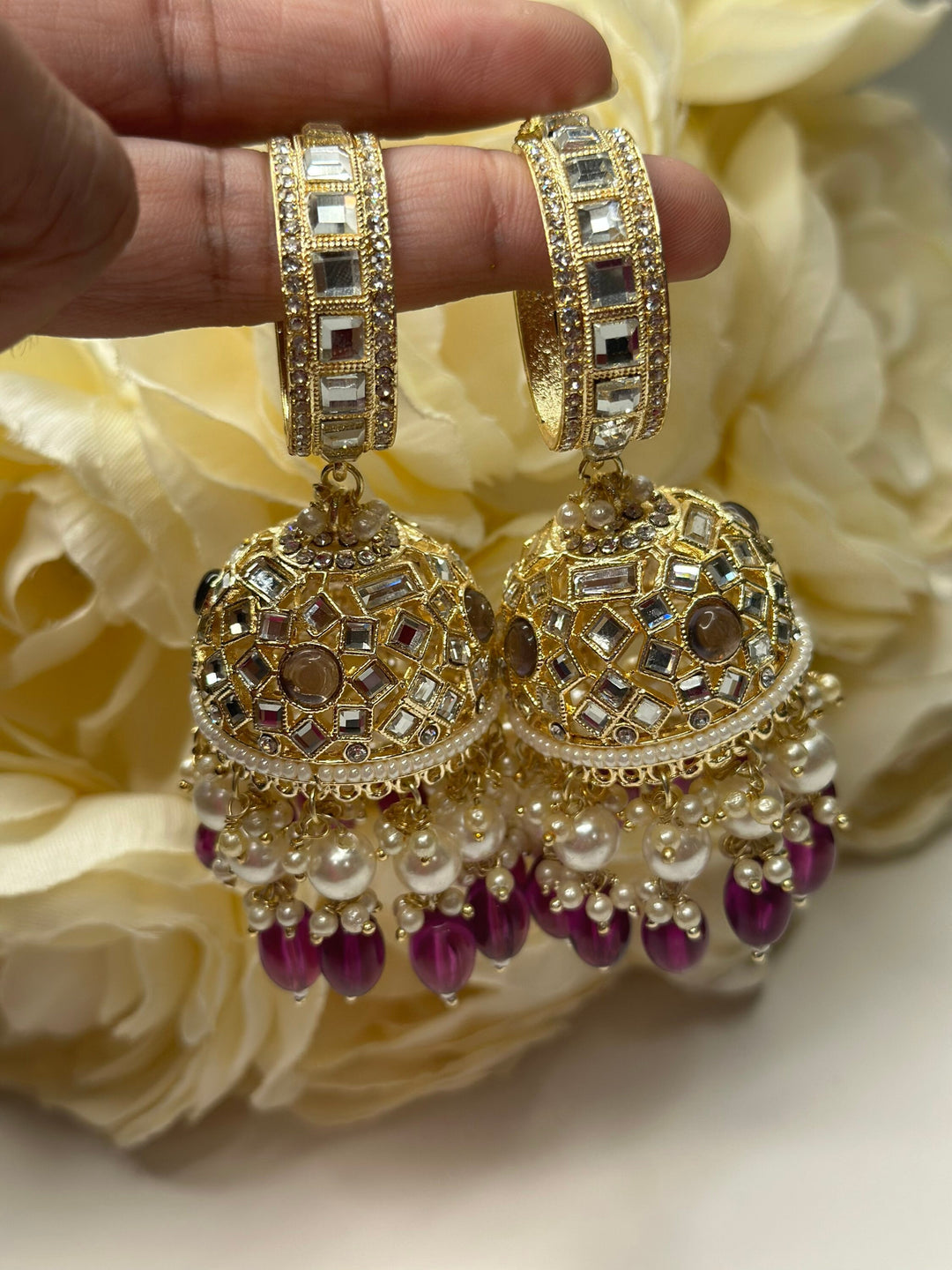 Designer Indian Pearl Jhumka Earrings Set