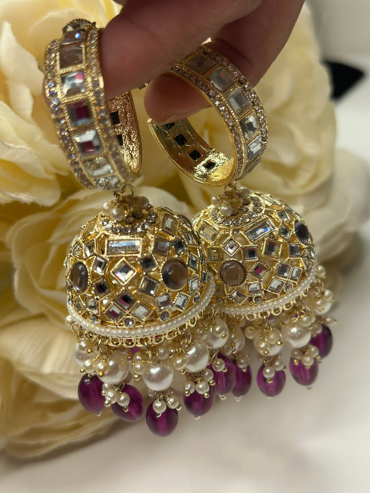 Designer Indian Pearl Jhumka Earrings Set