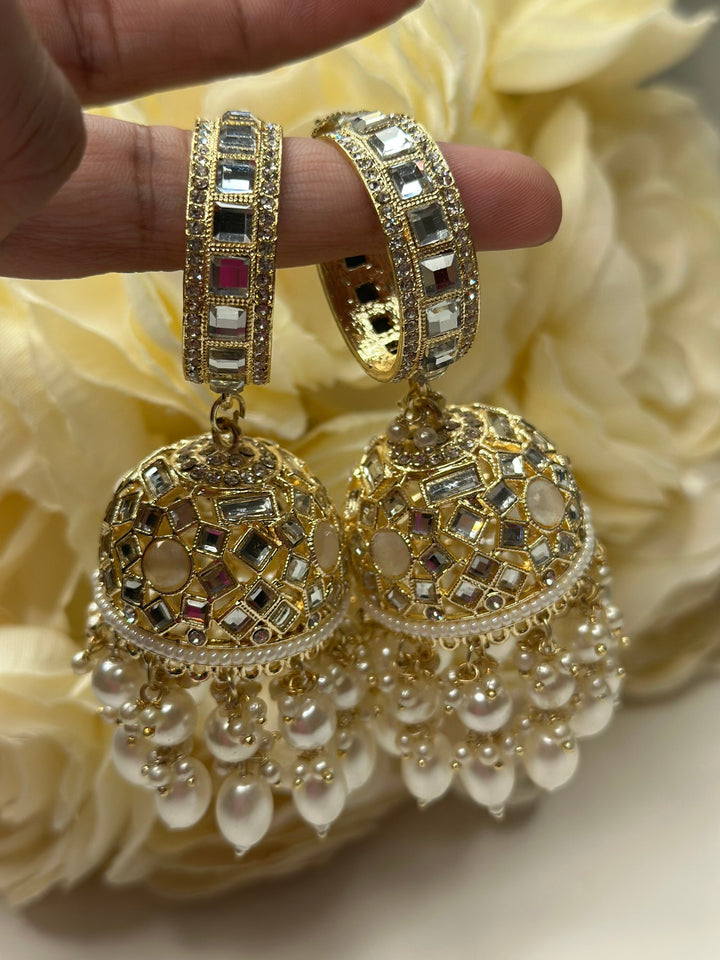 Designer Indian Pearl Jhumka Earrings Set