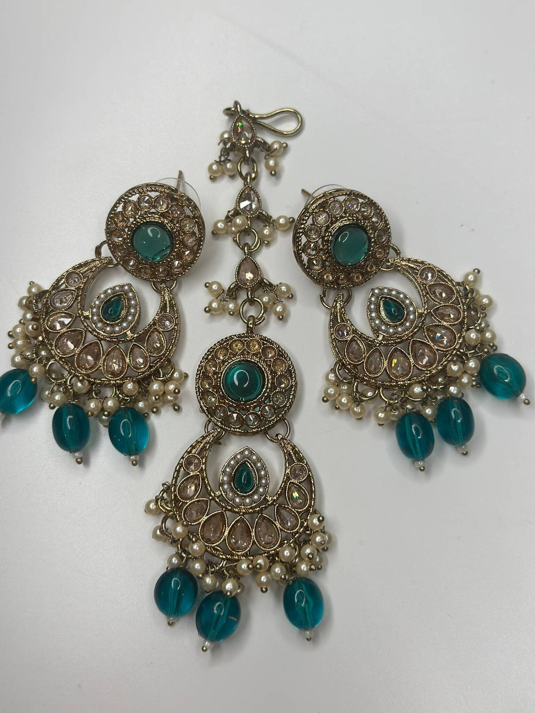 Izhaar Indian Radium Color Polki Reverse AD Necklace with Earrings Tikka/ Wedding Jewelry/ Traditional Jewelry/Wedding/Reverse AD.