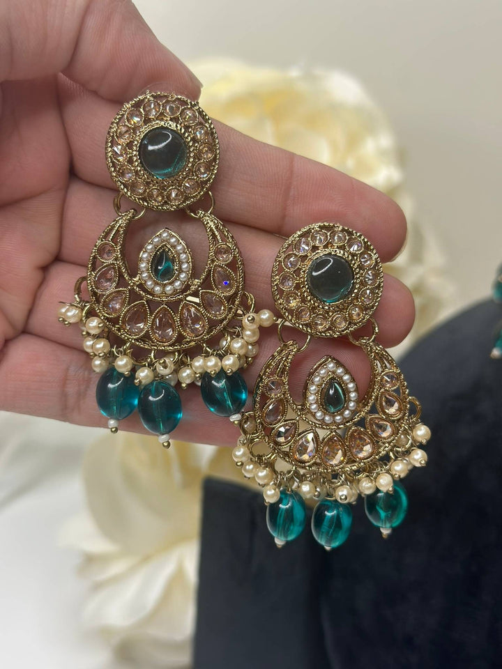 Izhaar Indian Radium Color Polki Reverse AD Necklace with Earrings Tikka/ Wedding Jewelry/ Traditional Jewelry/Wedding/Reverse AD.