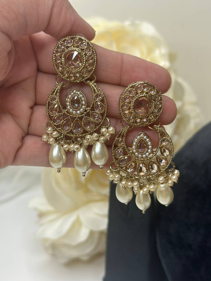Izhaar Indian White Color Polki Reverse AD Necklace with Earrings Tikka/ Wedding Jewelry/ Traditional Jewelry/Wedding/Reverse AD.