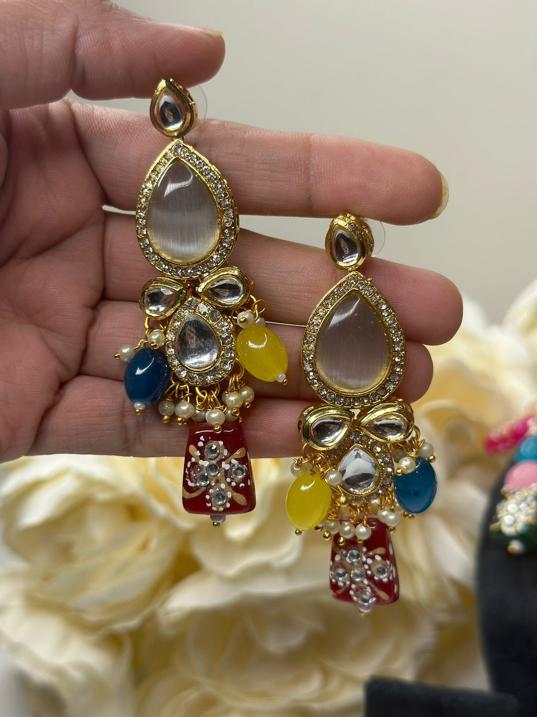 Izhaar Kundan Multi Color Premium necklace Set/ Necklace Earring Tikka Set Ethnic/Asian Wedding Jewelry.