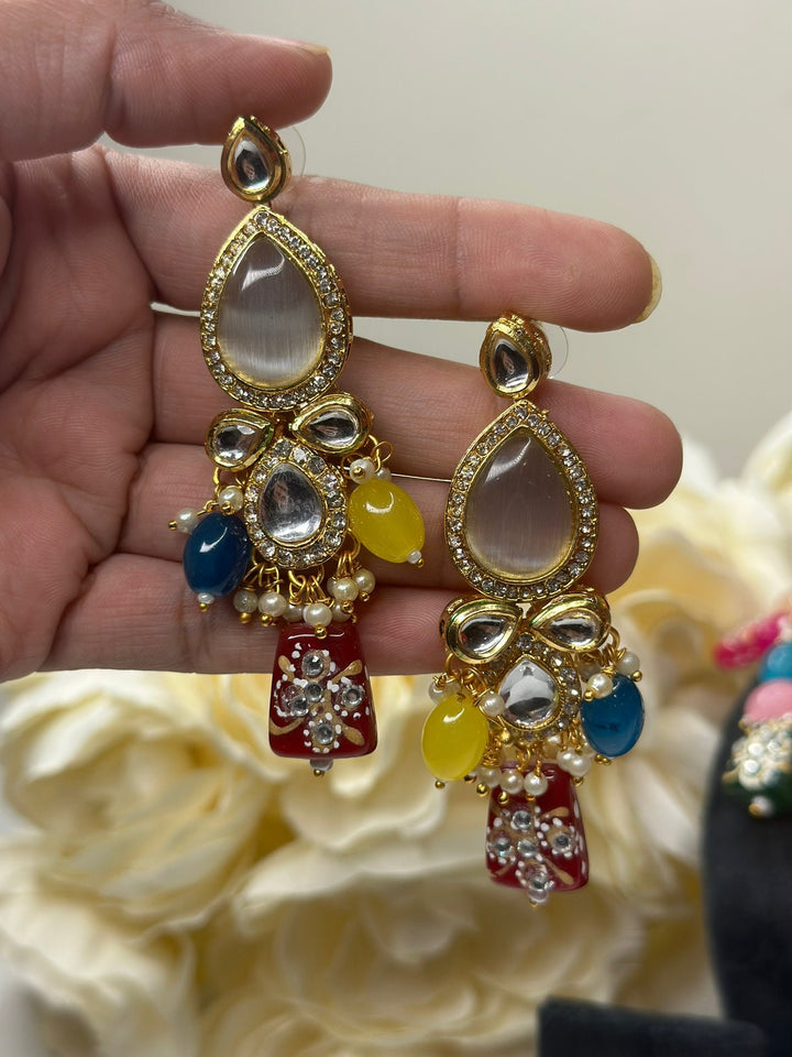 Izhaar Kundan Multi Color Premium necklace Set/ Necklace Earring Tikka Set Ethnic/Asian Wedding Jewelry.