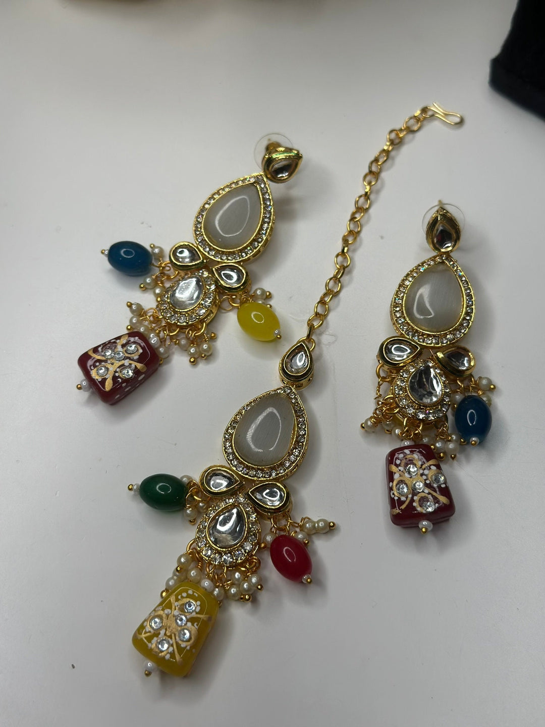 Izhaar Kundan Multi Color Premium necklace Set/ Necklace Earring Tikka Set Ethnic/Asian Wedding Jewelry.