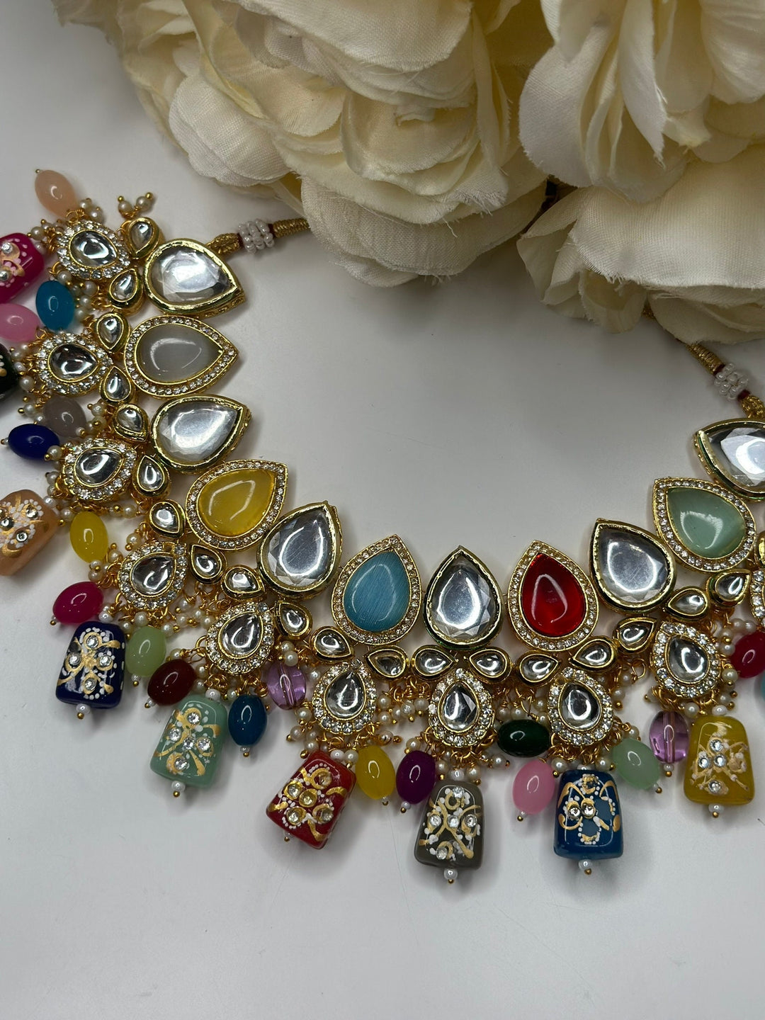 Izhaar Kundan Multi Color Premium necklace Set/ Necklace Earring Tikka Set Ethnic/Asian Wedding Jewelry.