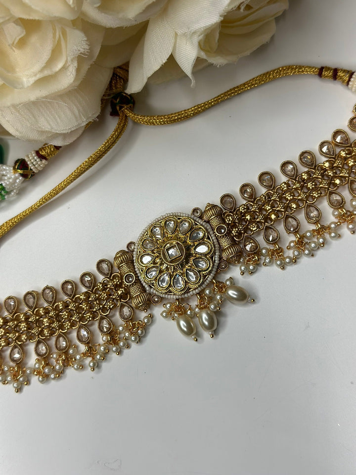 Indian Gold Kundan Jewelry Set Bollywood Necklace Earring Set Ethnic Gold Plated Indian Wedding Jewelry Necklace Set