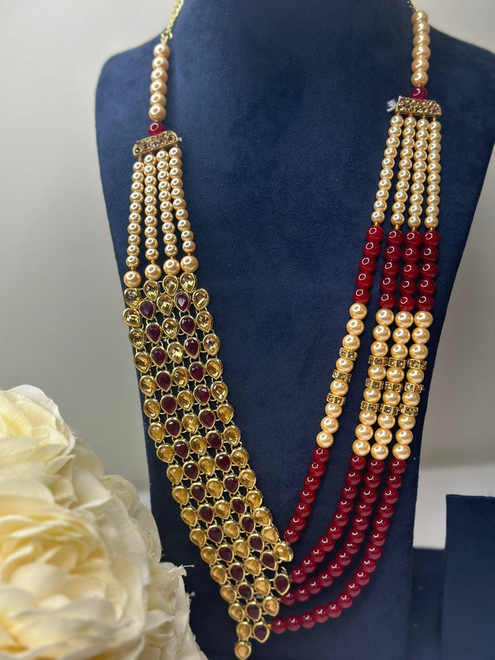 Izhaar Indian Groom Wedding Traditional Men necklace Handmade Jewelry Four Layers Mala