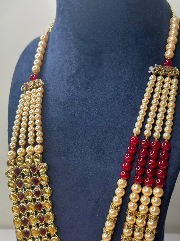 Izhaar Indian Groom Wedding Traditional Men necklace Handmade Jewelry Four Layers Mala
