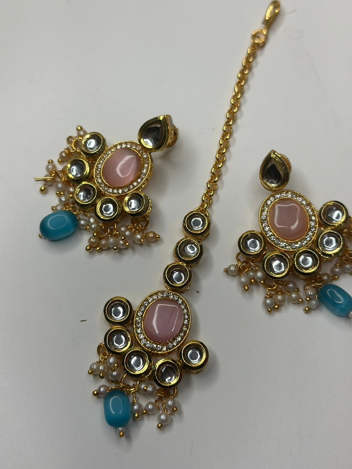 Izhaar Kundan Multi Color Premium necklace Set/ Necklace Earring Tikka Set Ethnic/Asian Wedding Jewelry.