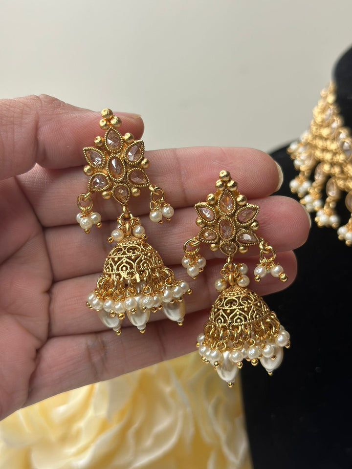 Indian Gold Kundan Jewelry Set Bollywood Necklace Earring Set Ethnic Gold Plated Indian Wedding Jewelry Necklace Set