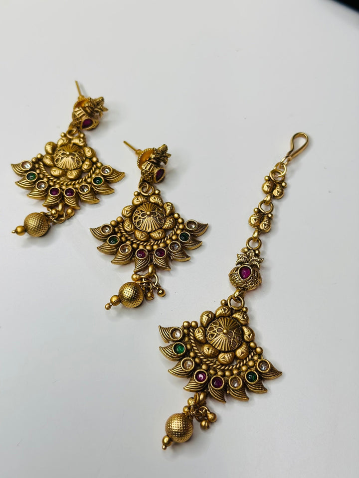 Indian Multi Color Gold Kundan Jewelry Set Bollywood Necklace Earring Tikka Set Ethnic Gold Plated Indian Wedding Jewelry Necklace Set