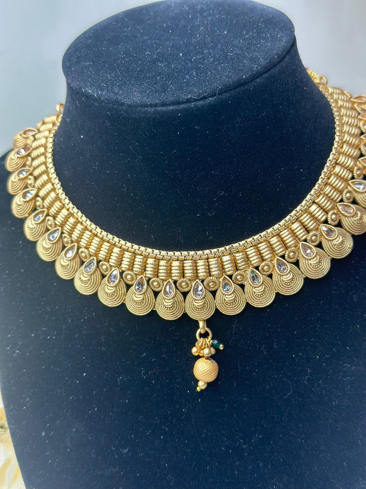 Indian Gold Kundan Jewelry Set Bollywood Necklace Earring Set Ethnic Gold Plated Indian Wedding Jewelry Necklace Set