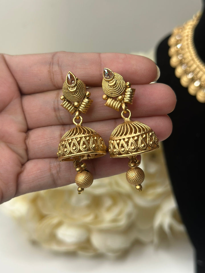 Indian Gold Kundan Jewelry Set Bollywood Necklace Earring Set Ethnic Gold Plated Indian Wedding Jewelry Necklace Set