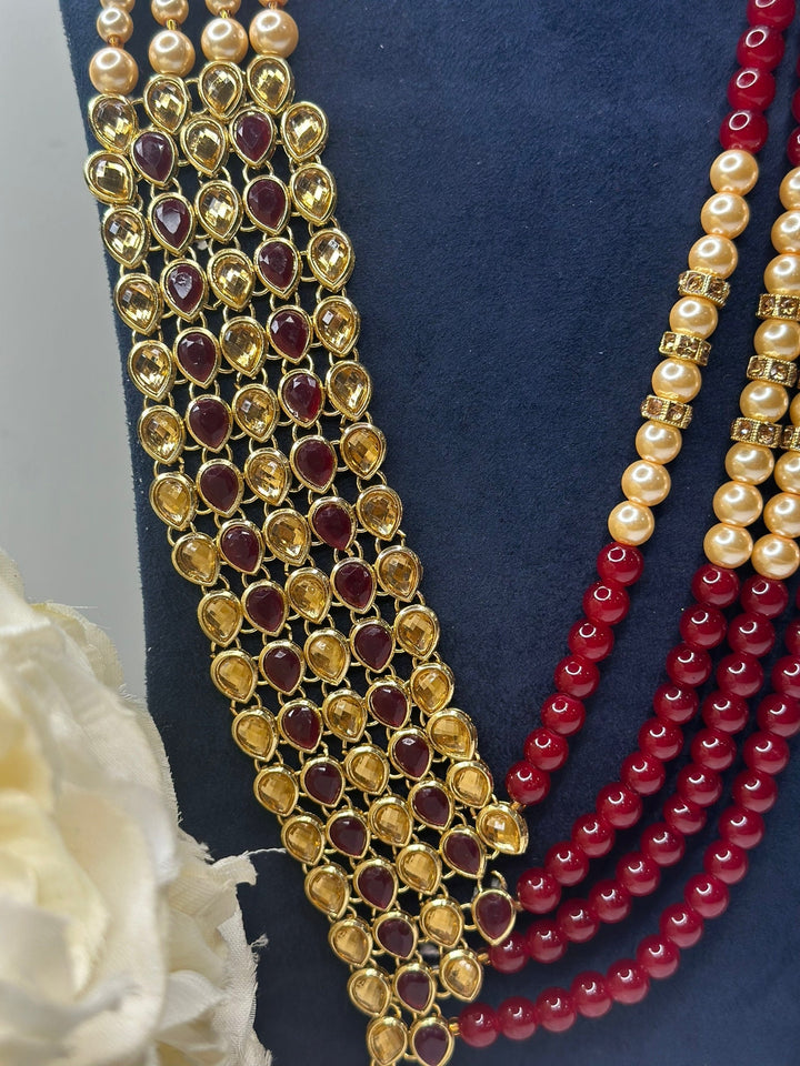 Izhaar Indian Groom Wedding Traditional Men necklace Handmade Jewelry Four Layers Mala