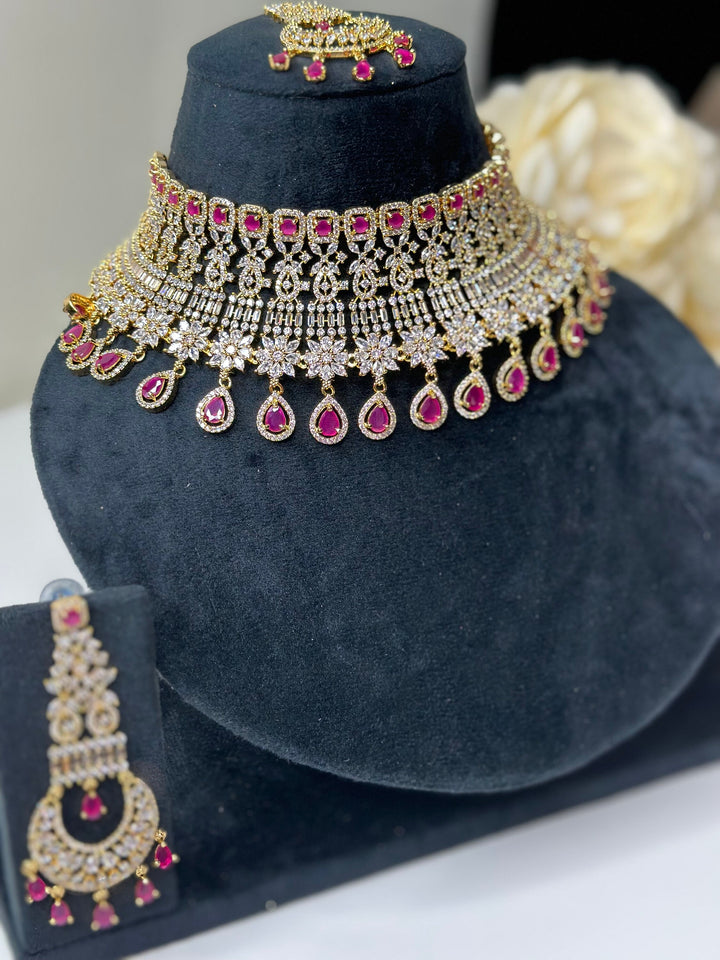 Jean Golden Ruby CZ Necklace ADset025