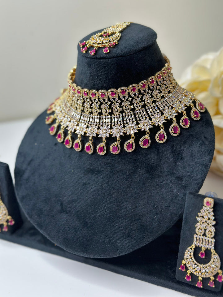 Jean Golden Ruby CZ Necklace ADset025