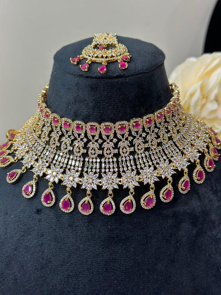 Jean Golden Ruby CZ Necklace ADset025